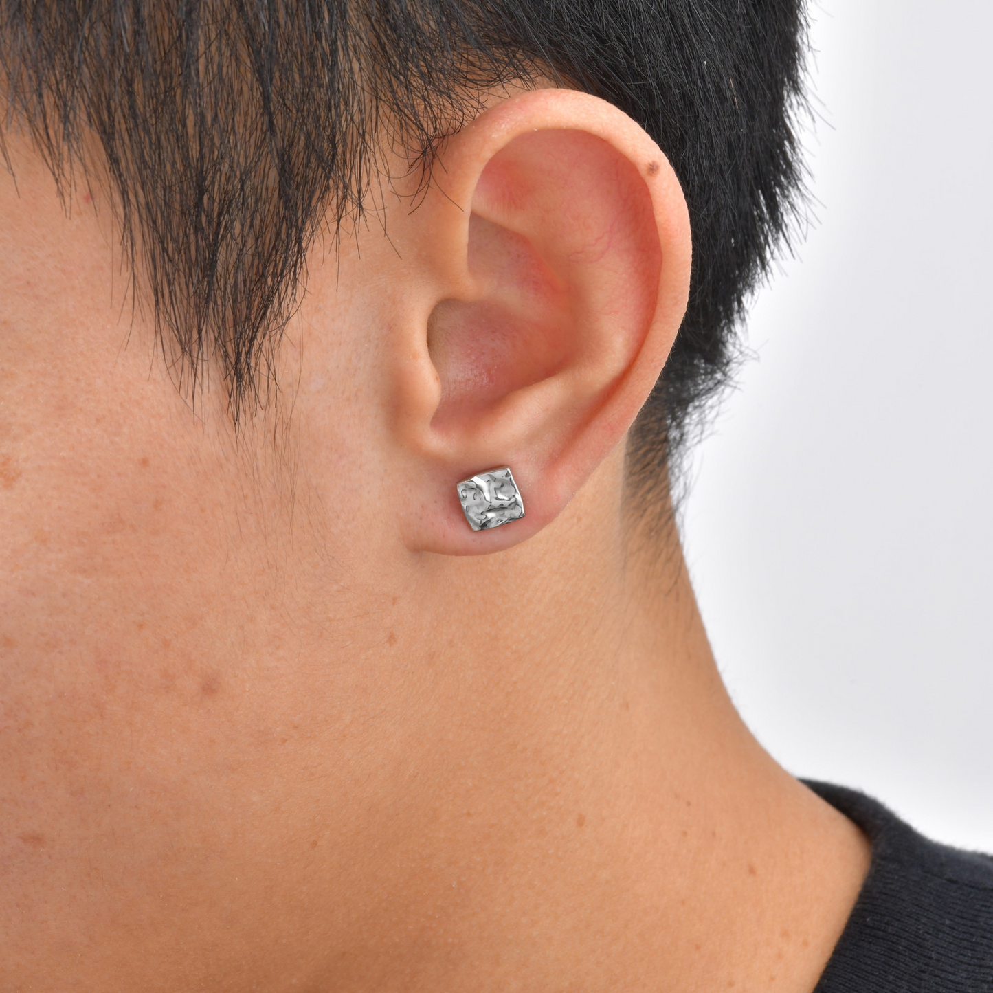 Kemstone Stainless Steel Square Textured Stud Earrings for Men ES-706