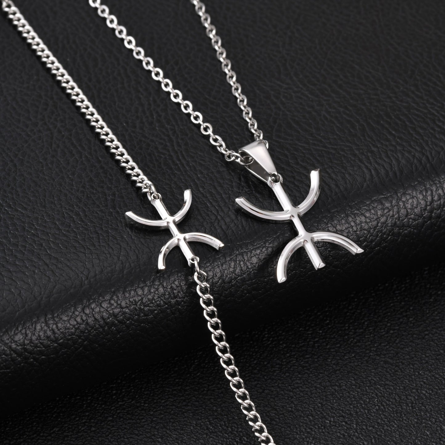 Kemstone Stainless Steel Tribal Inspired Dual Wear Necklace Bracelet for Men Hip Hop Minimal Chain BR-3040