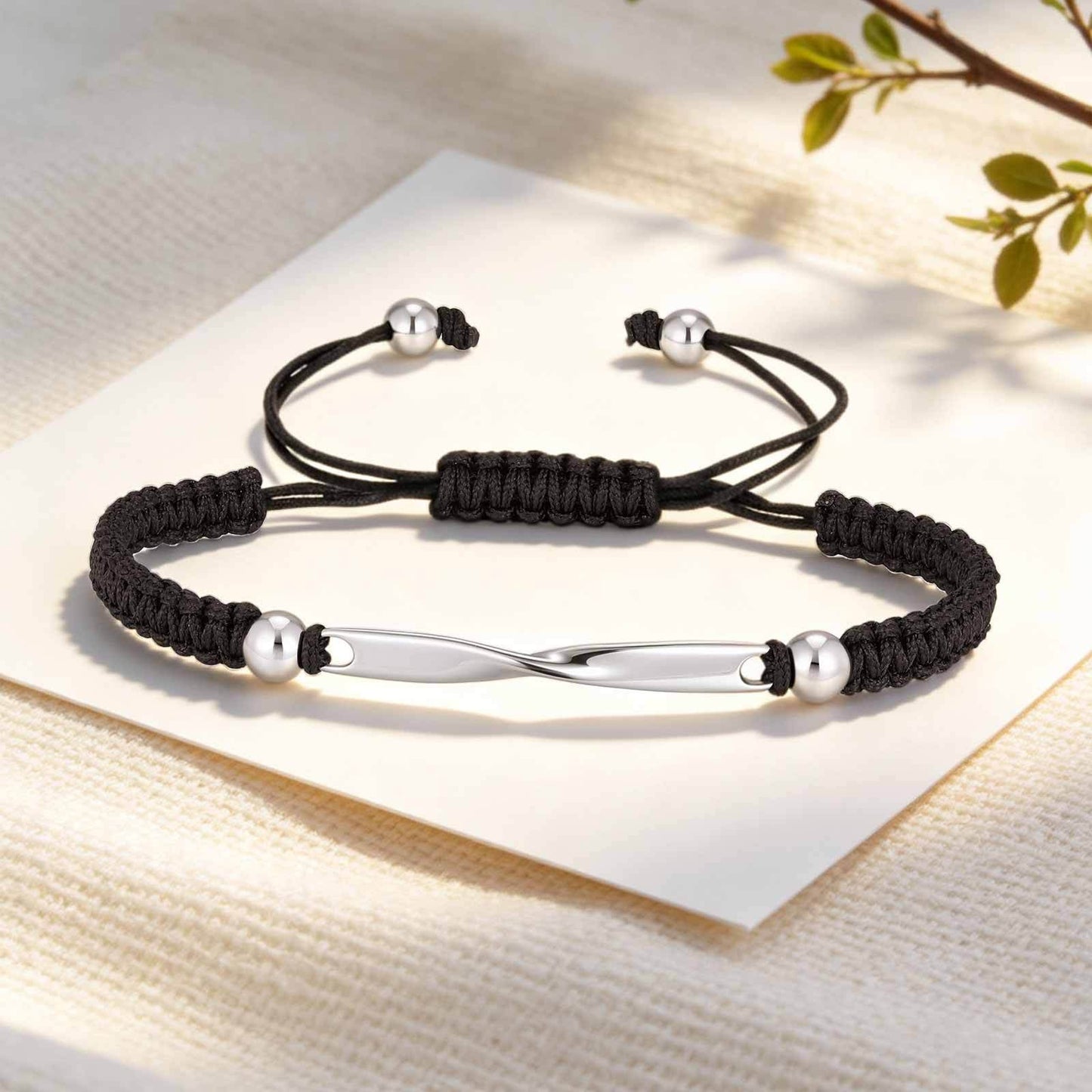 Kemstone Stainless Steel Mobius Braided Cord Bracelet for Men Women BR-3062