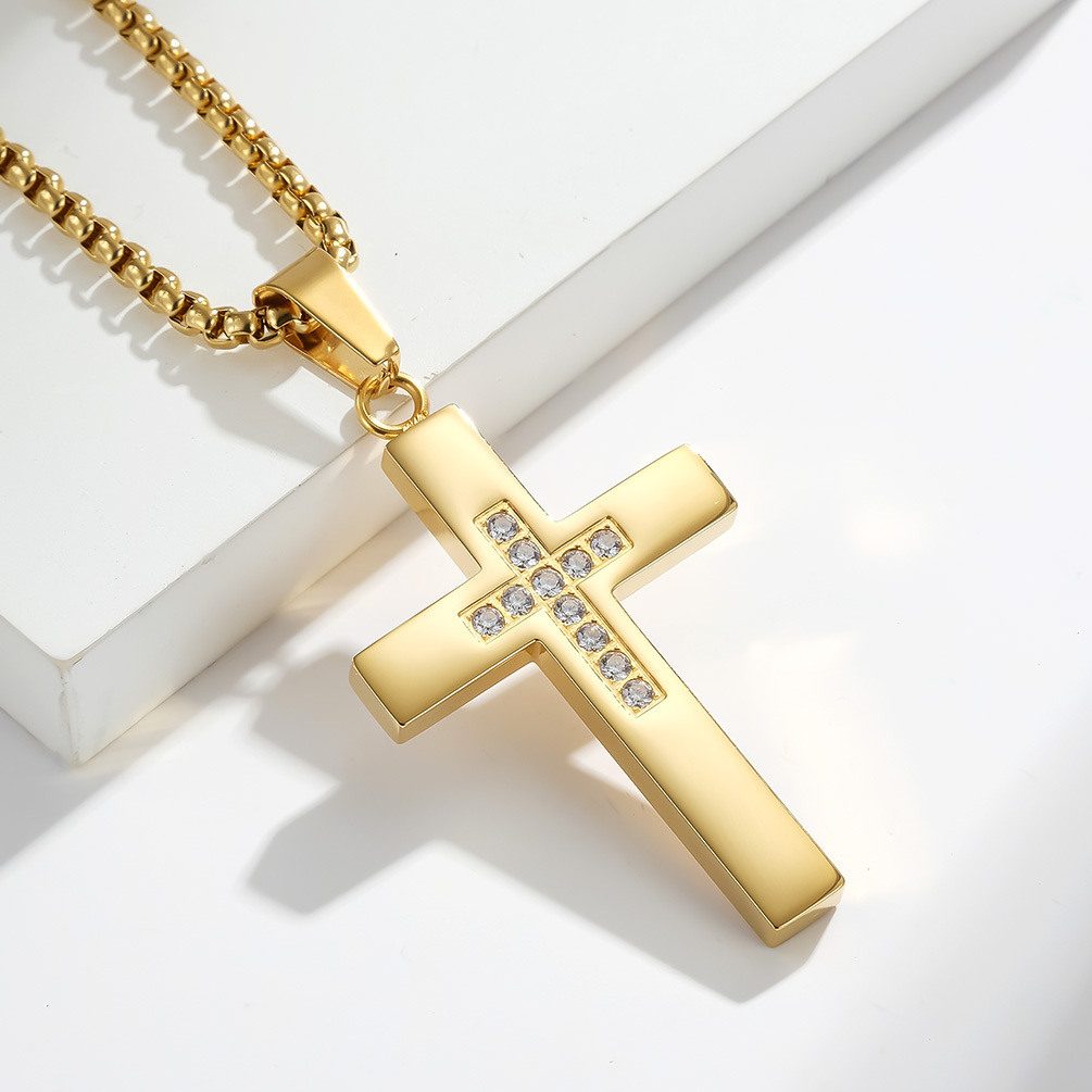Kemstone Stainless Steel Cross Pendant Necklace for Men & Women K-PT415