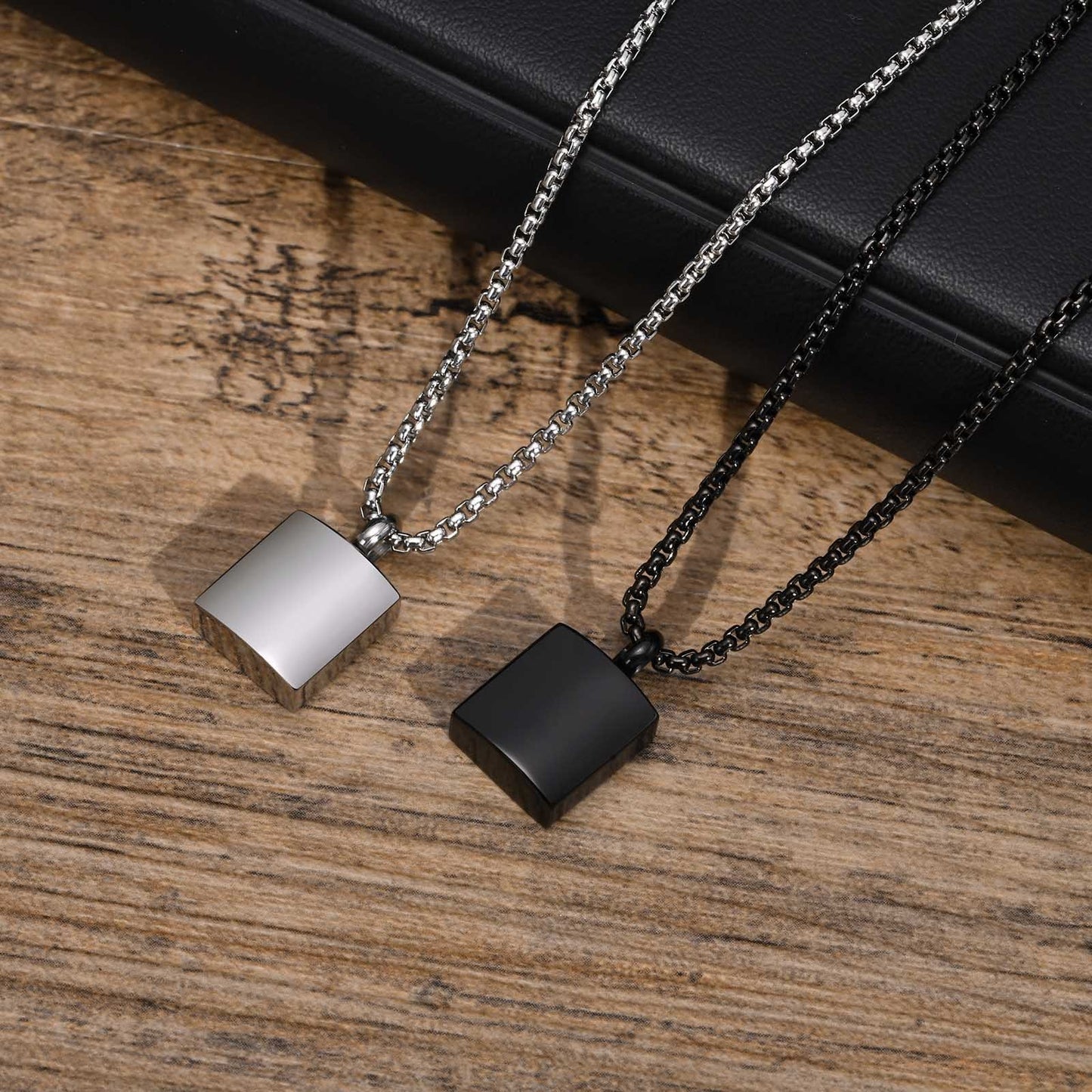 Kemstone Square Keepsake Pendant Necklace for Men Women Stainless Steel Minimalist Locket PN-1871