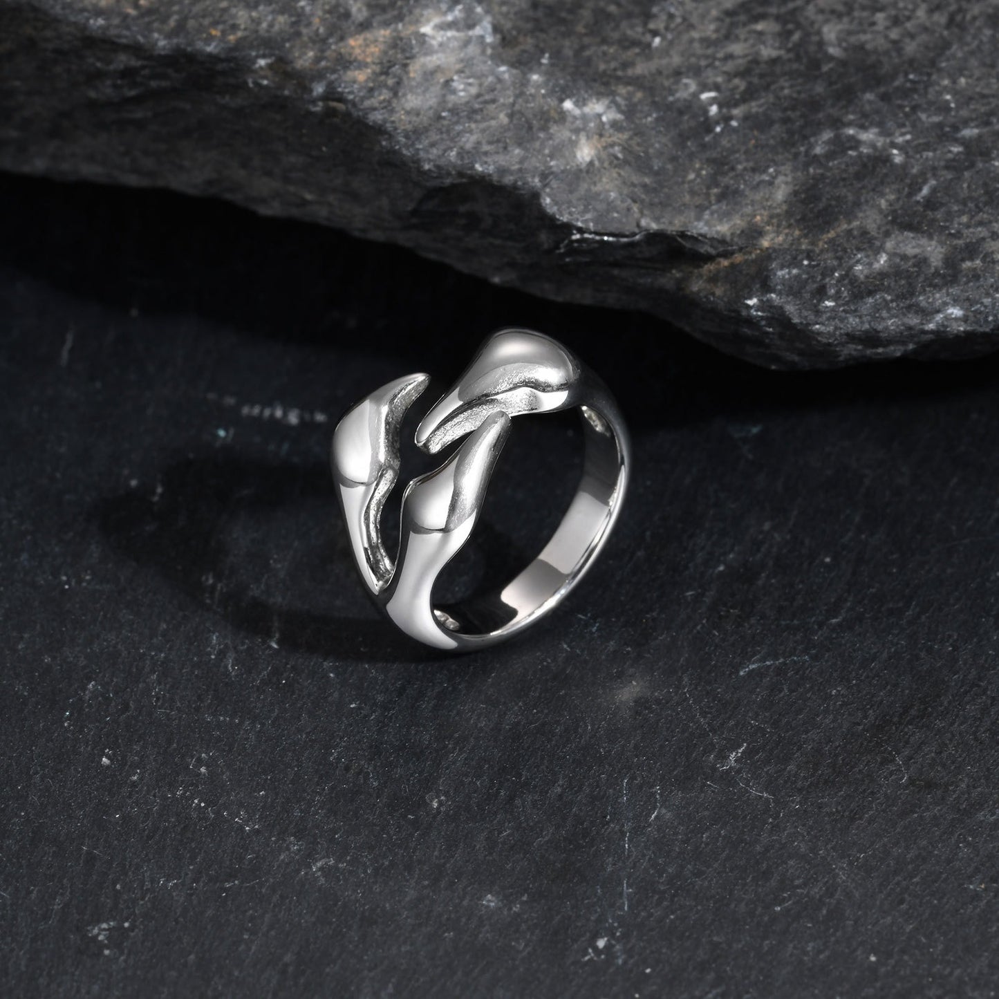 Kemstone Stainless Steel Claw Detail Ring for Men Geometric Metal Style RC-839