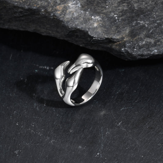 Kemstone Stainless Steel Claw Detail Ring for Men Geometric Metal Style RC-839
