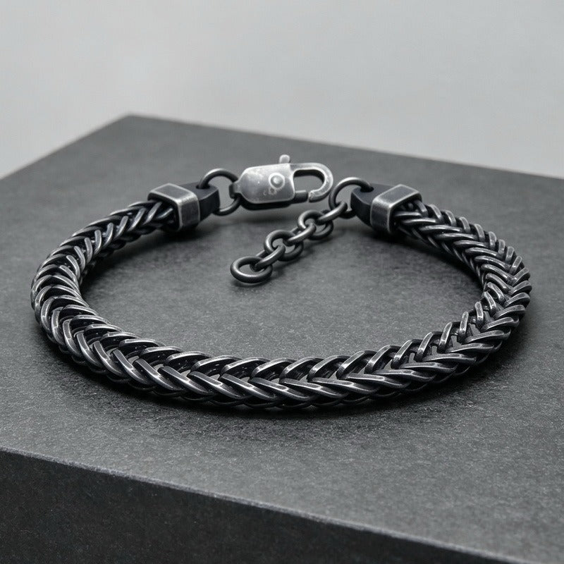 Kemston Braided Chain Bracelet for Men Stainless Steel Woven Texture KB216164-KFC