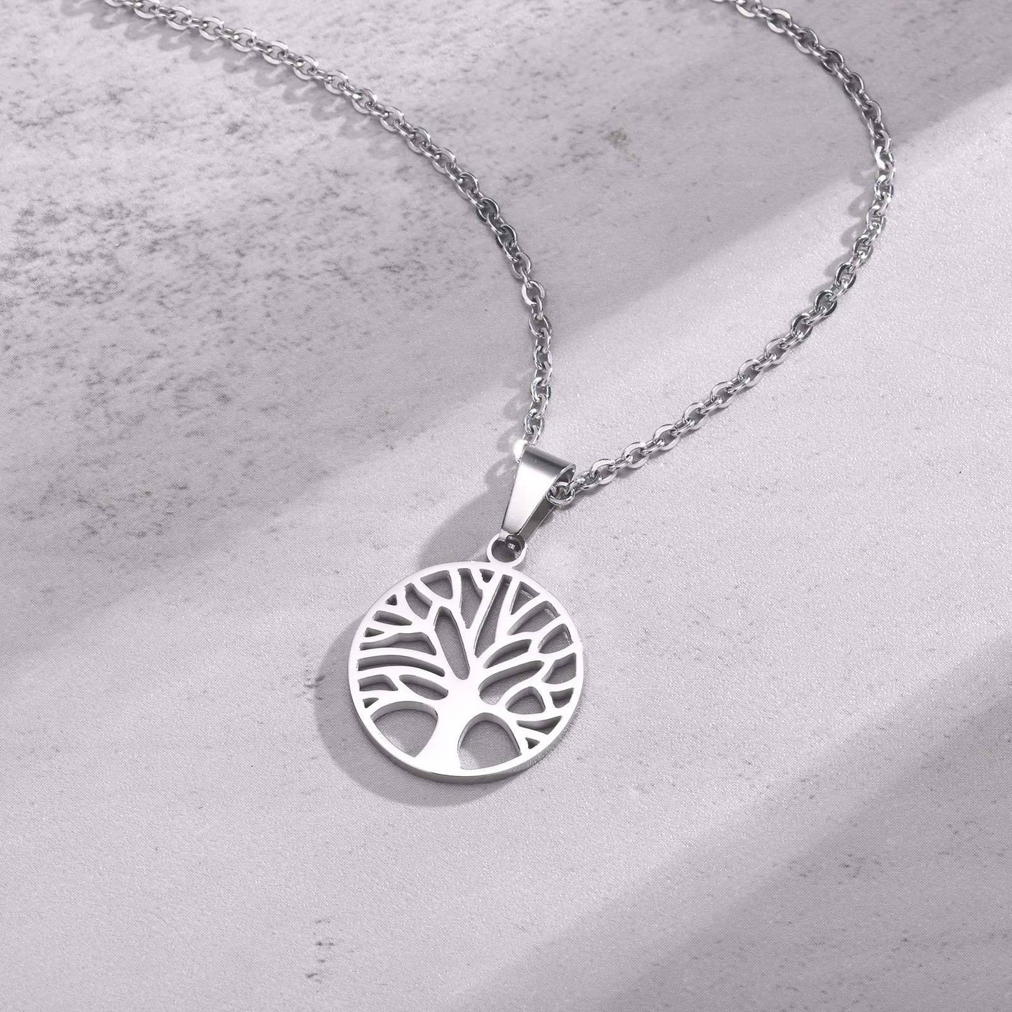 Kemston Tree of Life Necklace for Men Stainless Steel Openwork Pendant PN-1974