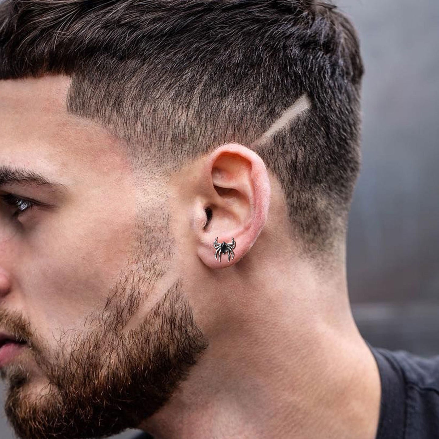 Kemstone Stainless Steel Gothic Stud Earring – Cross Cat Spider Symbol ES-512