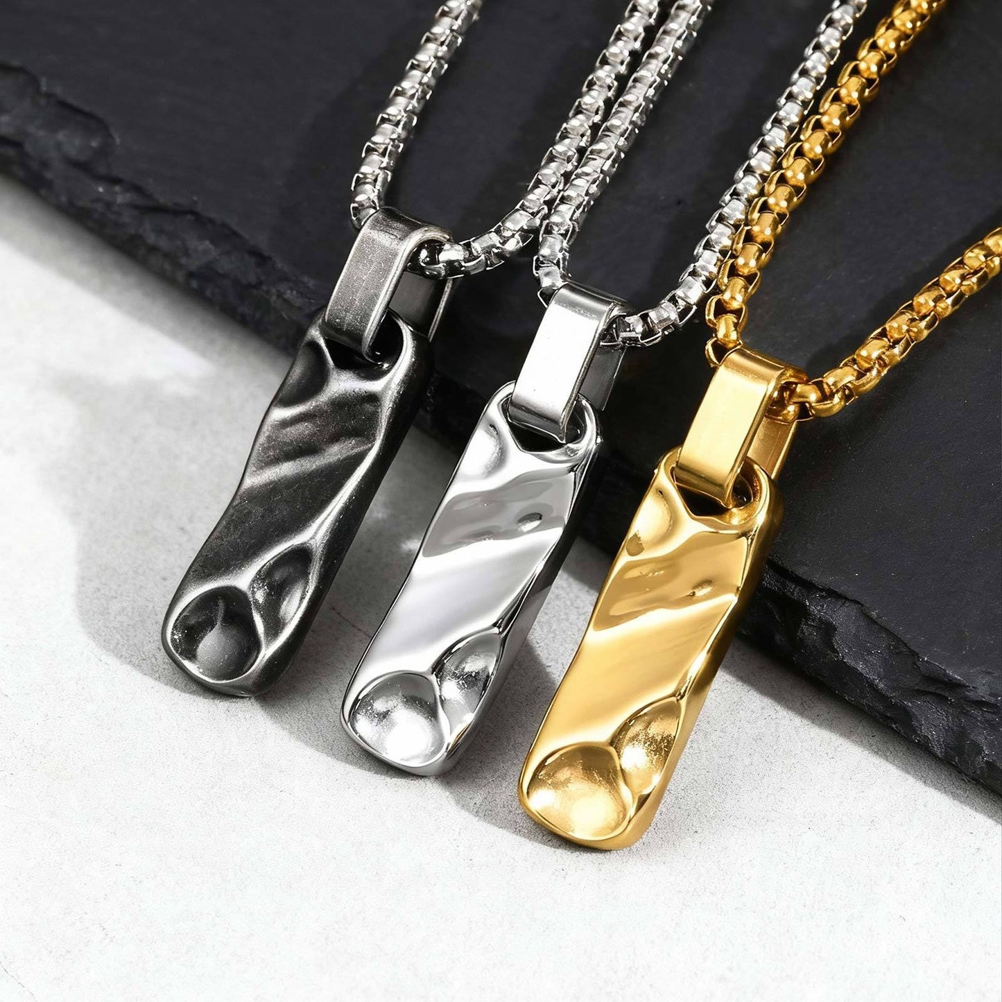 Kemstone Stainless Steel Geometric Bar Pendant Necklace for Men & Women PN-2272