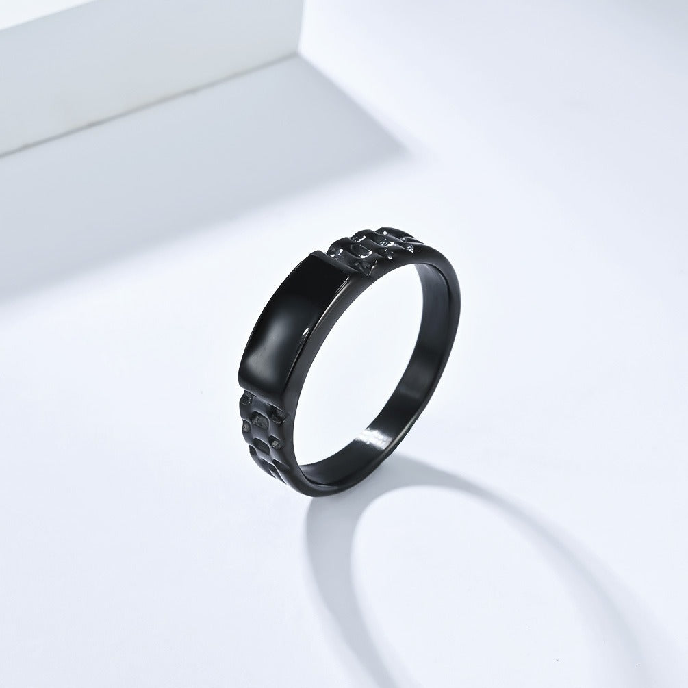Kemstone Stainless Steel Ring with Dark Center for Men & Women K-R1040