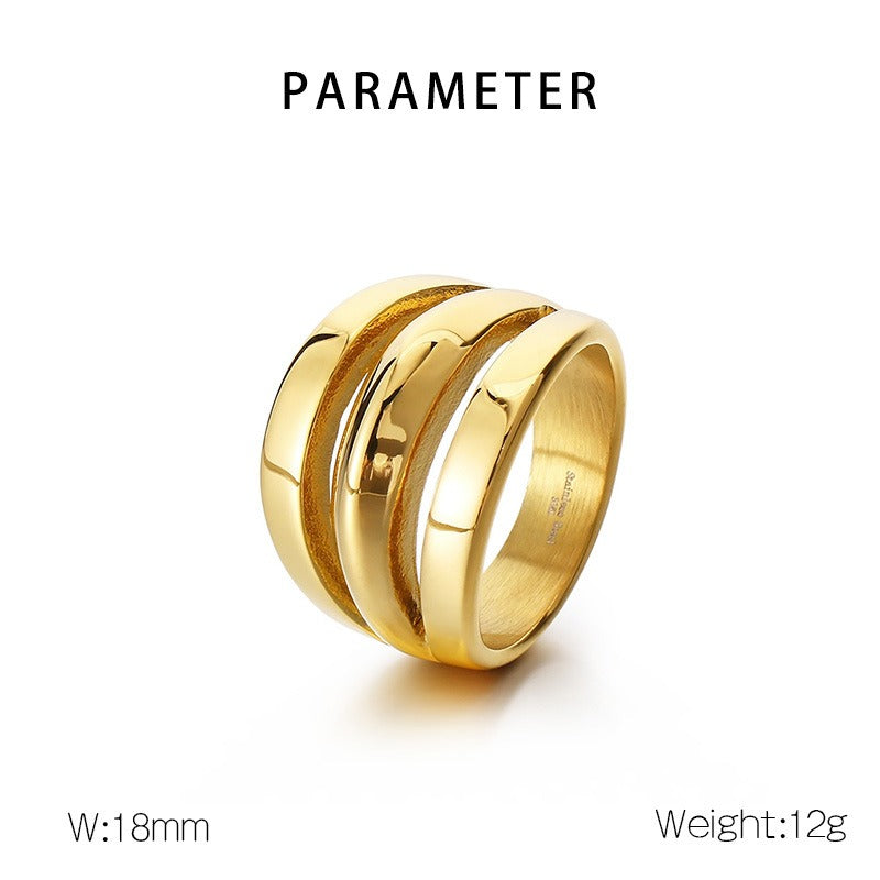 Kemstone Titanium Steel Geometric Wide Band Ring for Men & Women Minimal Style KR107801-KJX