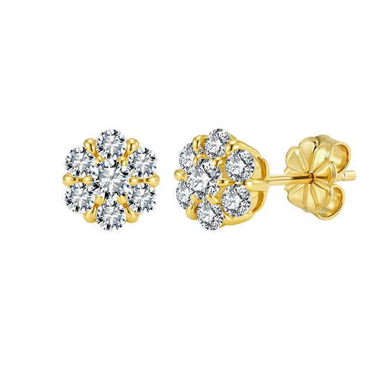 Kemston 925 Sterling Silver Flower Moissanite Stud Earrings for Women SMOE27