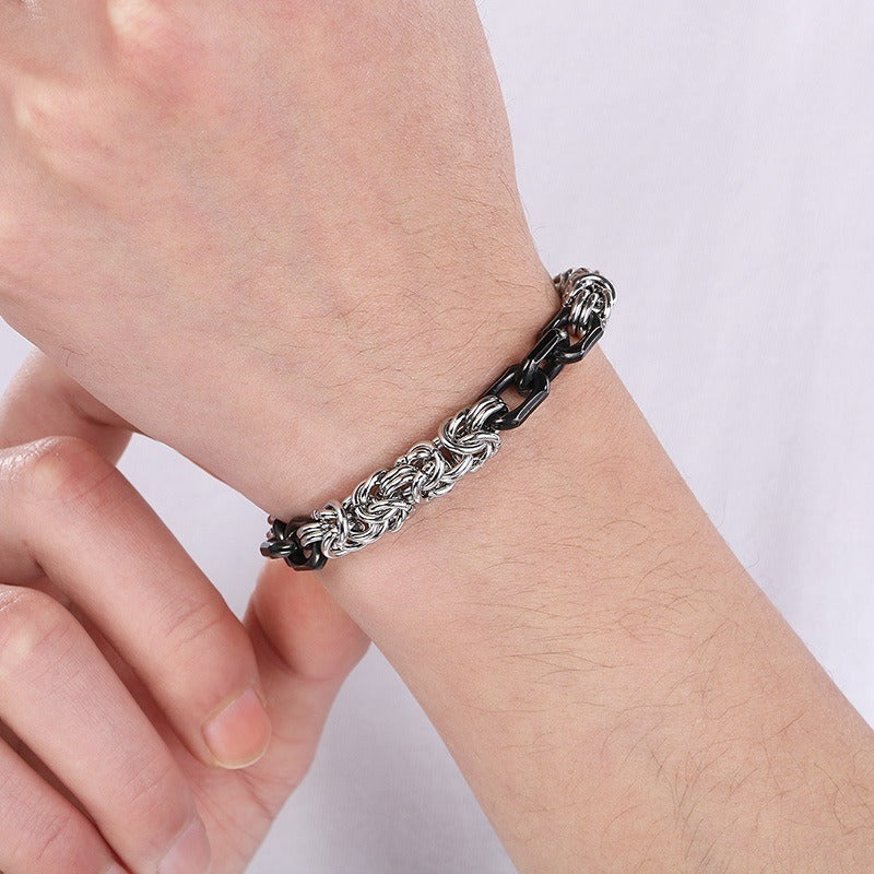 Kemston Braided Bracelet for Men Titanium Steel Handmade Chain Hip Hop Wristband KB186475-Z