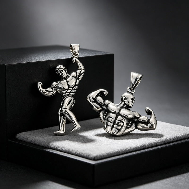 Kemstone Stainless Steel Muscle Man Pendant Necklace for Men Vintage Bodybuilding KP118622-LU