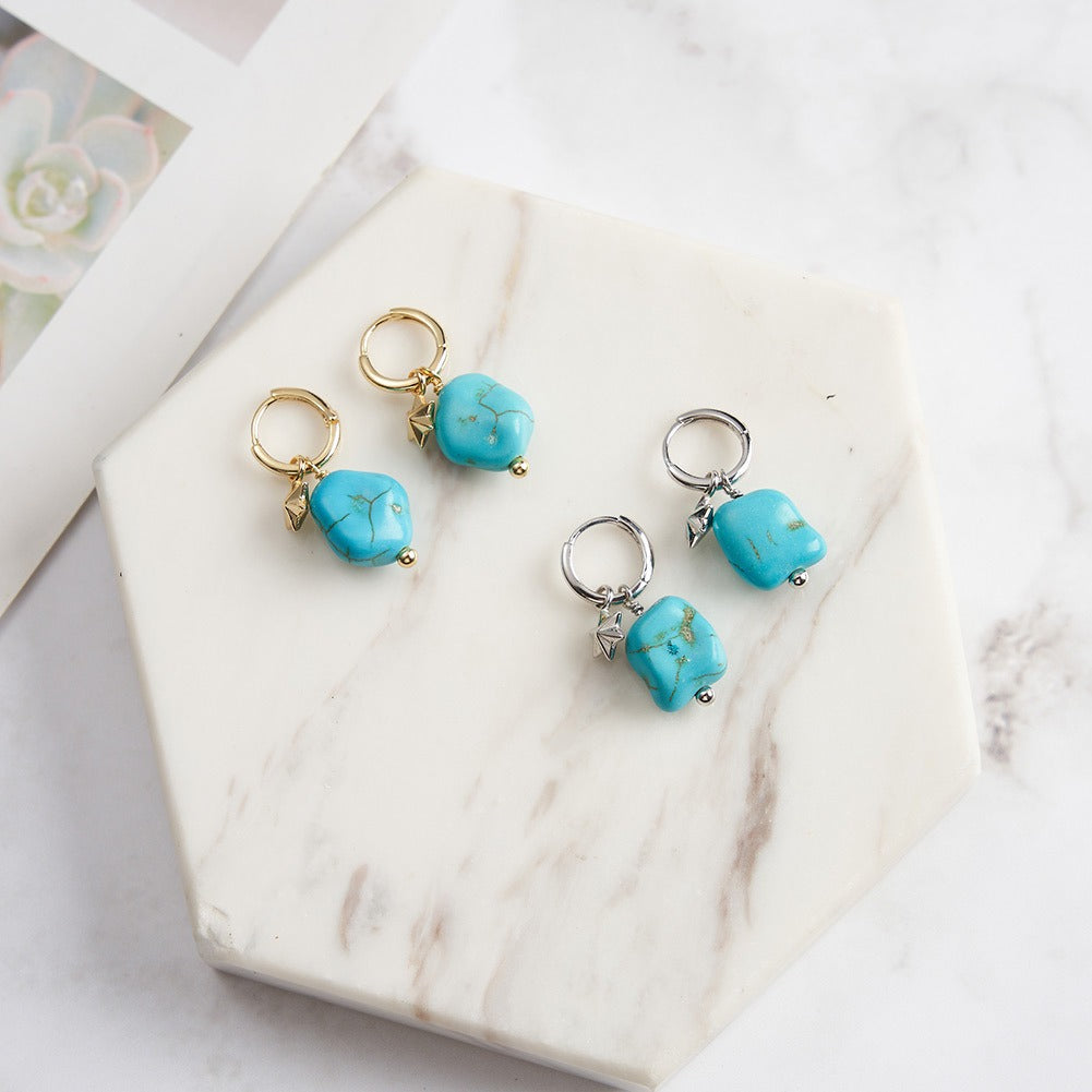 Kemstone 925 Sterling Silver Turquoise Drop Earrings for Women Star Charm Vintage GME40