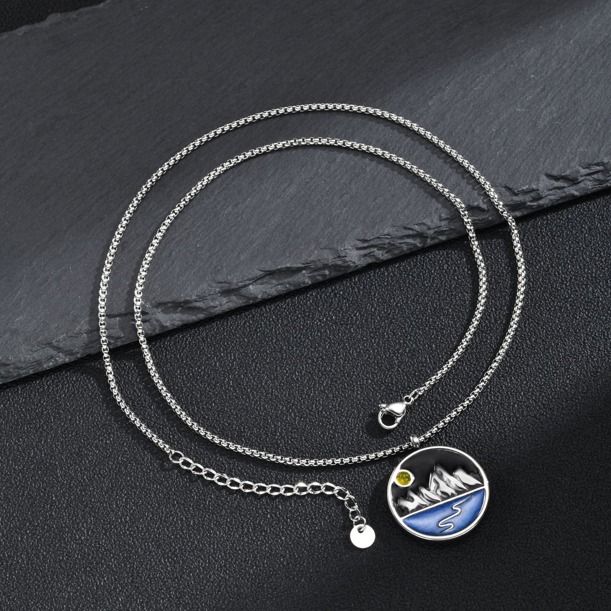 Kemstone Mountain Landscape Pendant Necklace for Men Stainless Steel NC-3302