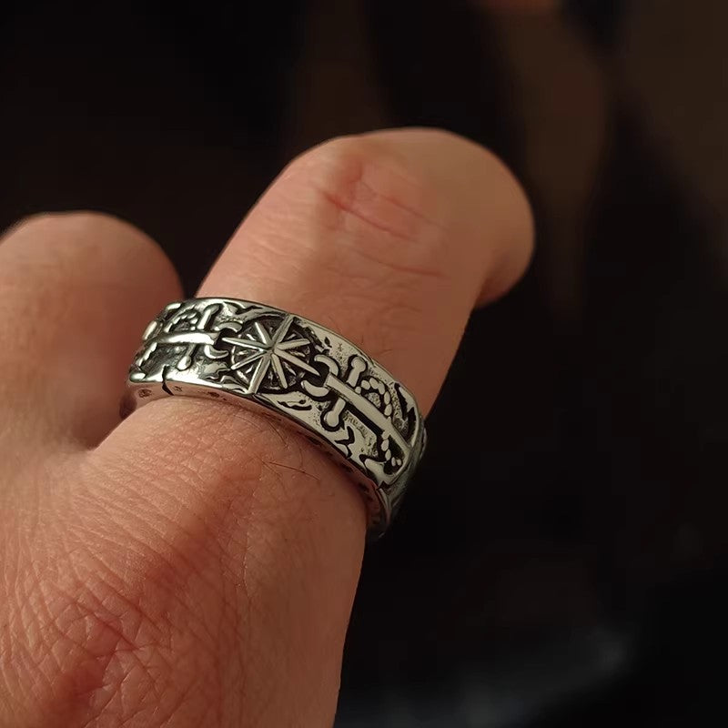 Kemstone Vintage Anchor Ring – Titanium Steel 9MM for Men NW-SR256