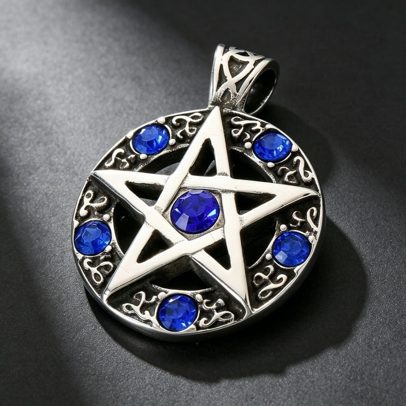 Kemstone Viking Rune Sun Pendant Necklace for Men Stainless Steel Nordic Hexagram Symbol KP118554-LU