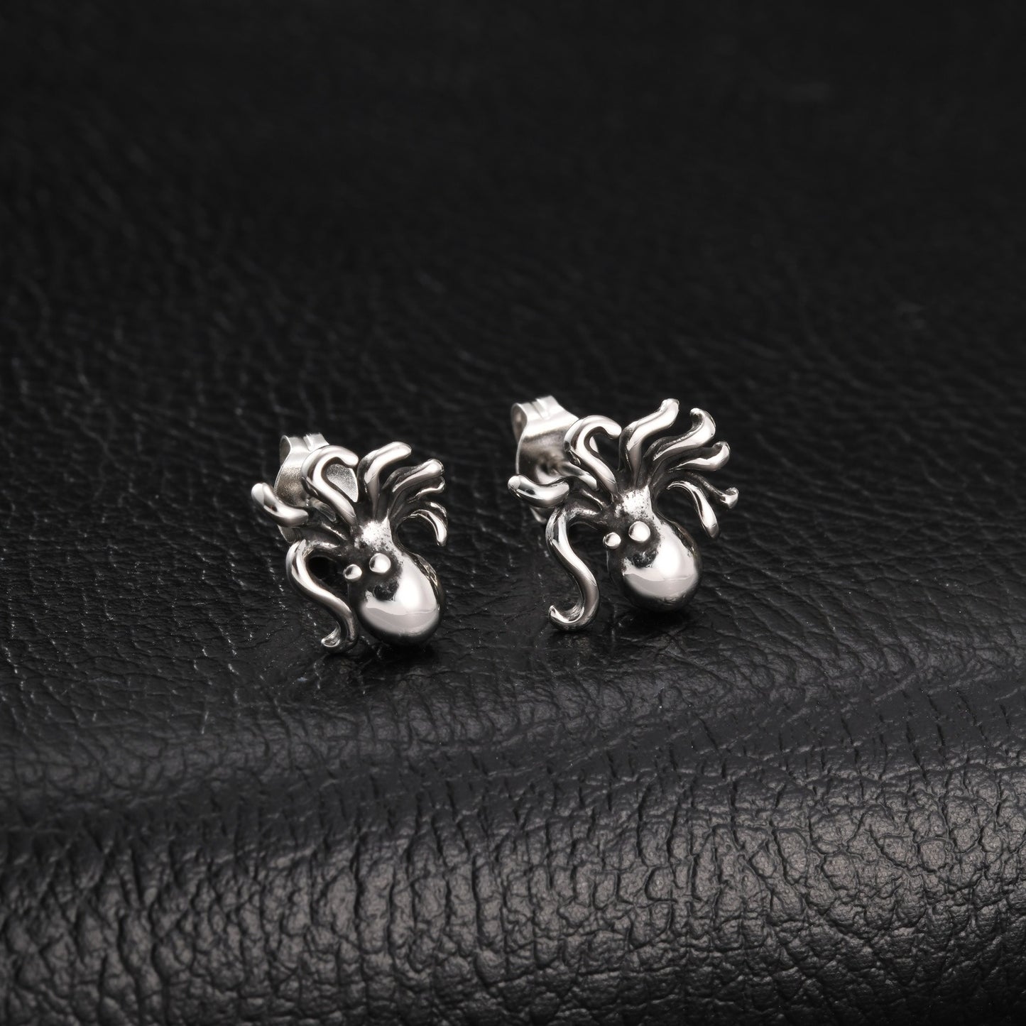Kemstone Stainless Steel Octopus Stud Earring for Men Vintage Silver ES-831