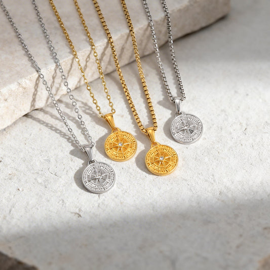 Kemstone Stainless Steel Octagram Star Pendant Necklace for Men Women Gold Silver PN-2336