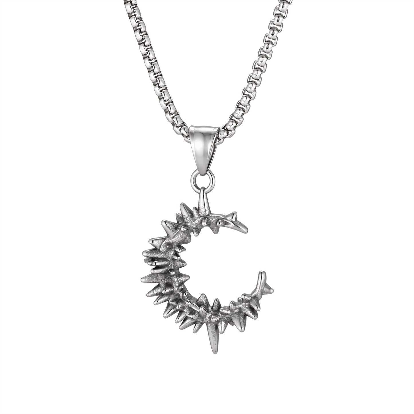 Kemstone Stainless Steel Thorn C Pendant Necklace for Men Streetwear PN-2418
