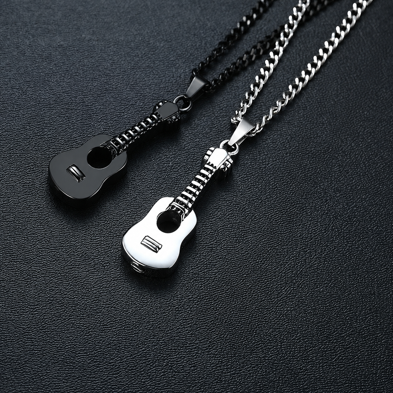 Kemston Guitar Pendant Necklace for Men & Women Titanium Steel Hidden Compartment PN-1128