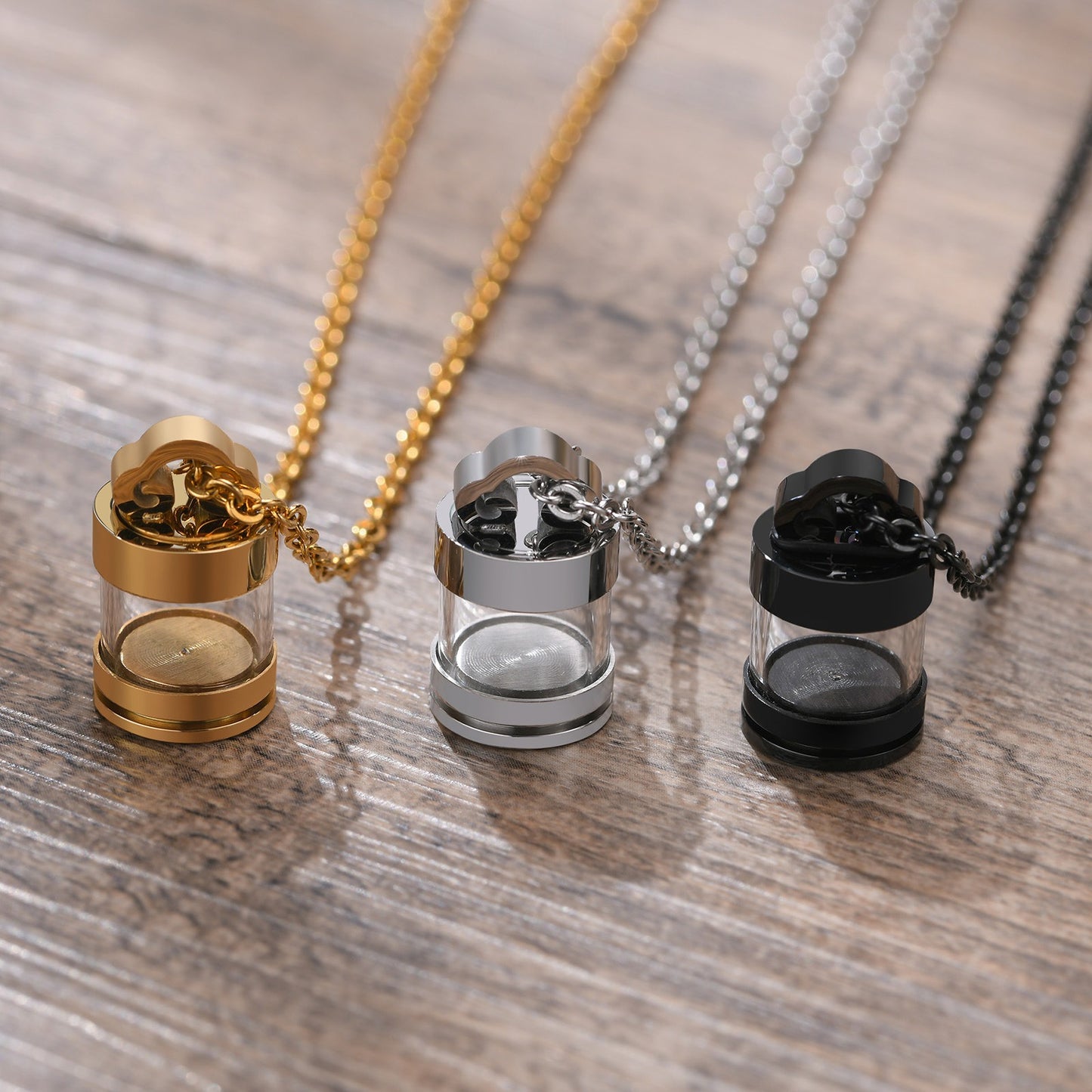 Kemstone Stainless Steel Keepsake Pendant Necklace for Men Women Glass Capsule PN-1537