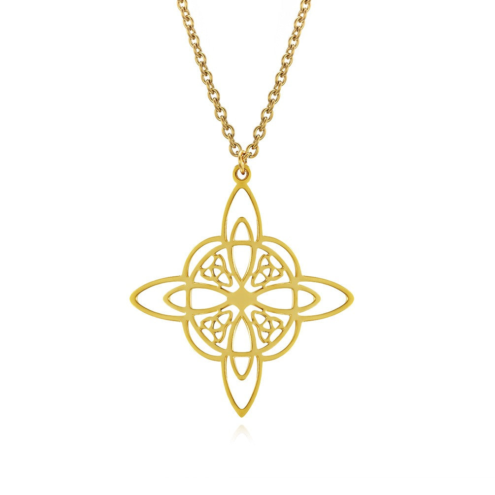 Kemston Stainless Steel Celtic Knot Eternal Triangular Pendant Necklace for Men Women K-PT501