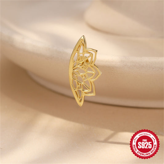 Kemstone 925 Sterling Silver Floral Cartilage Stud for Women Cubic Zirconia Flat Back Earring 60262441188
