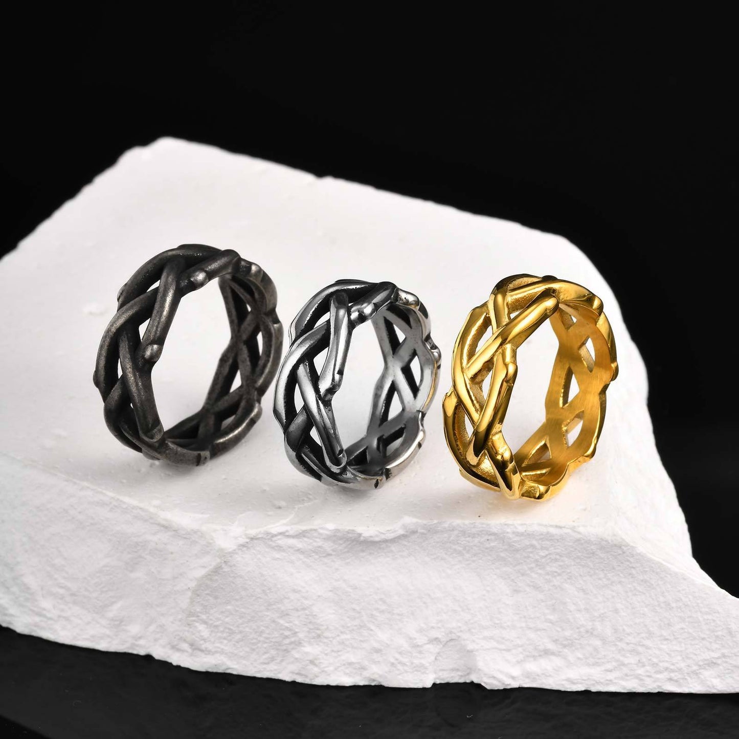 Kemstone Stainless Steel Vine Ring for Men – Thorn Openwork RC-638