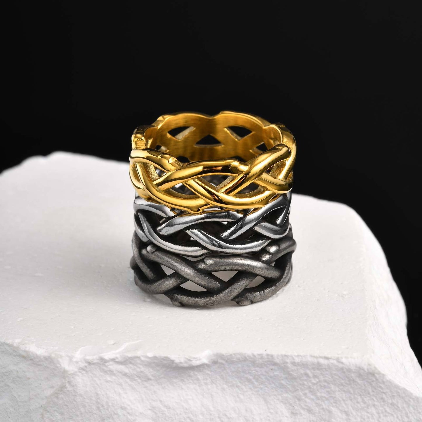 Kemstone Stainless Steel Vine Ring for Men – Thorn Openwork RC-638