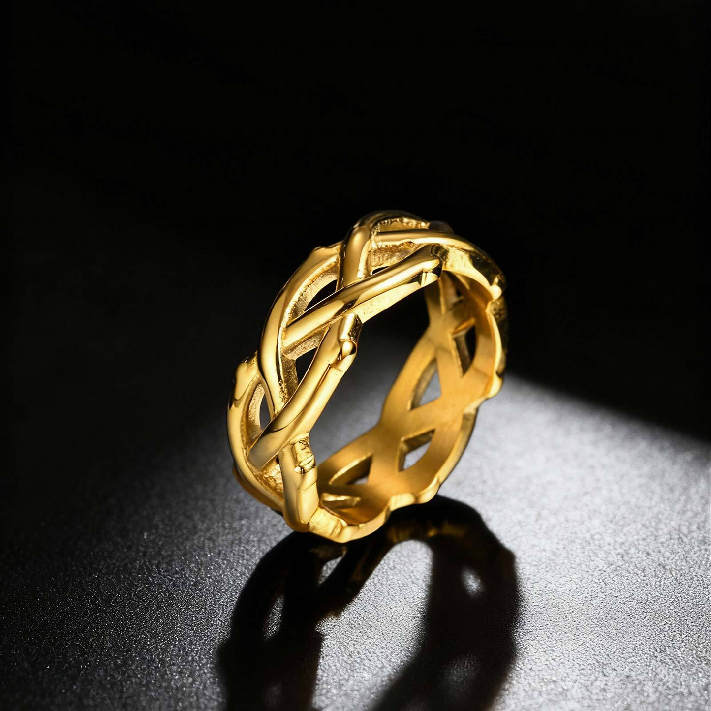 Kemstone Stainless Steel Vine Ring for Men – Thorn Openwork RC-638