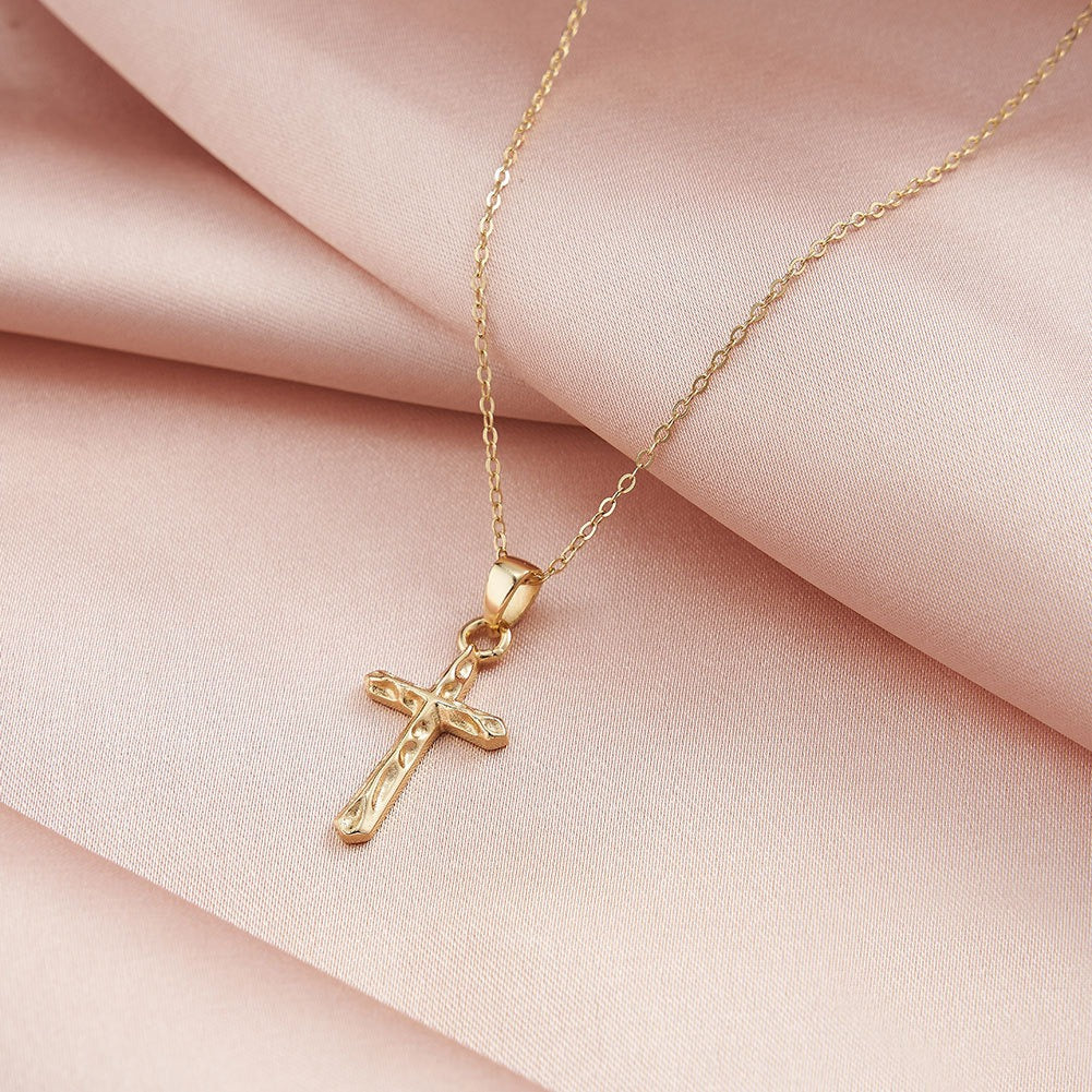 Kemstone 925 Sterling Silver Cross Pendant Necklace for Women Minimal Gold Clavicle Chain GAN02