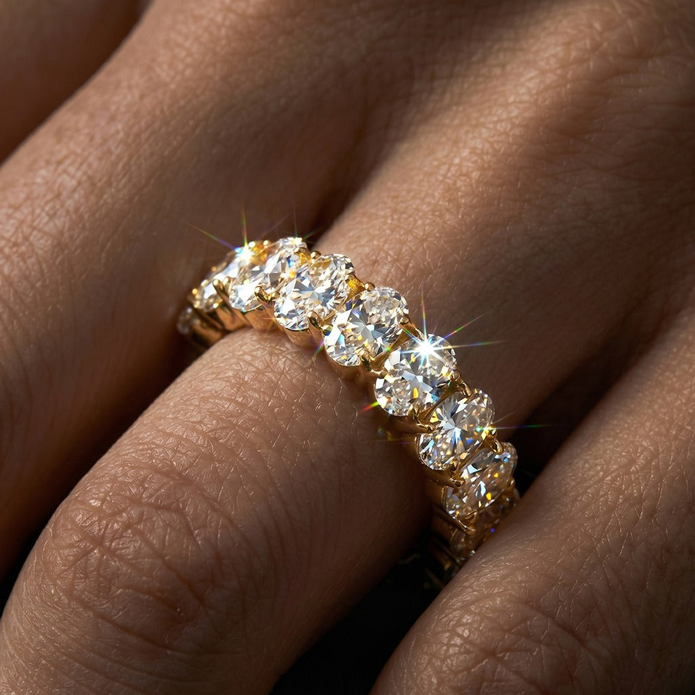 Kemston Oval Cut Moissanite Eternity Ring for Women 925 Sterling Silver SMOR25