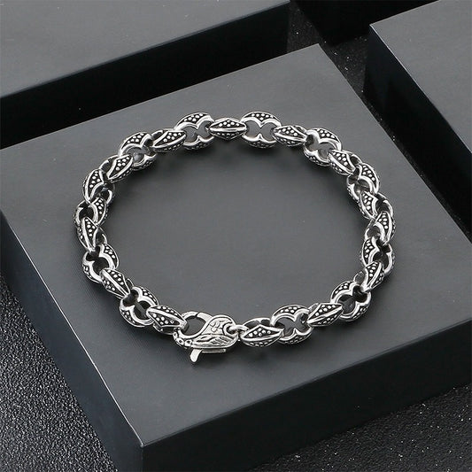 Kemstone Coffee Bean Chain Bracelet for Men Titanium Steel Textured Link Gold Silver KB184382-KJX