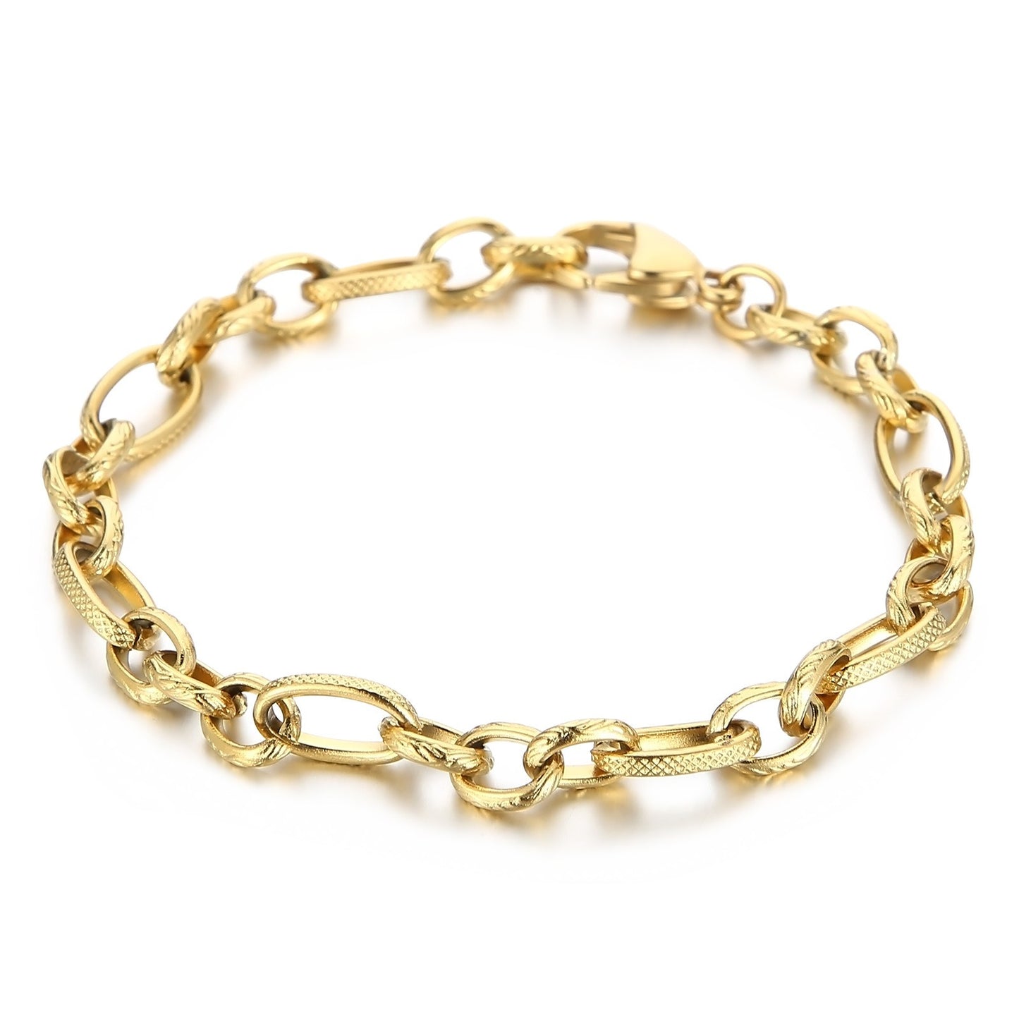 Kemstone O Link Chain Bracelet 6mm Titanium Steel Oval Link for Men Women KB146794-Z