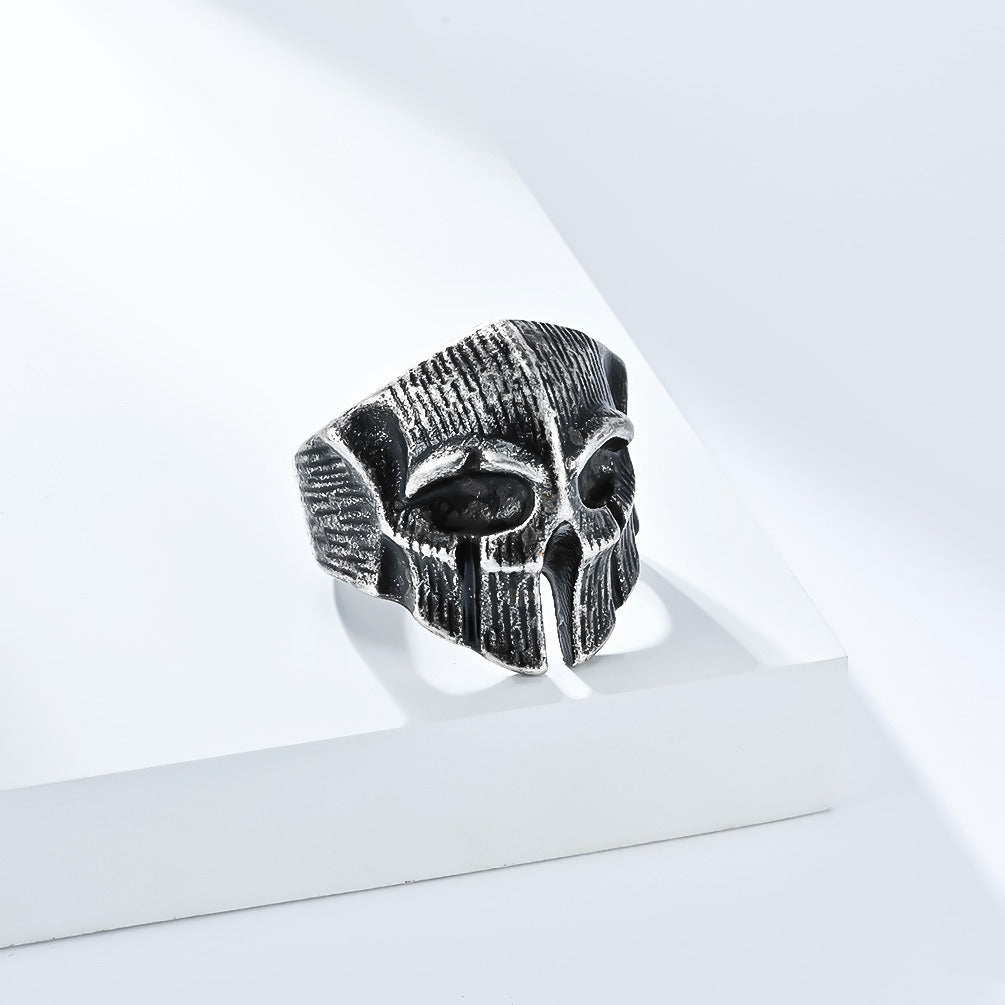 Kemstone Vintage Armor Skull Ring for Men Stainless Steel K-R1025