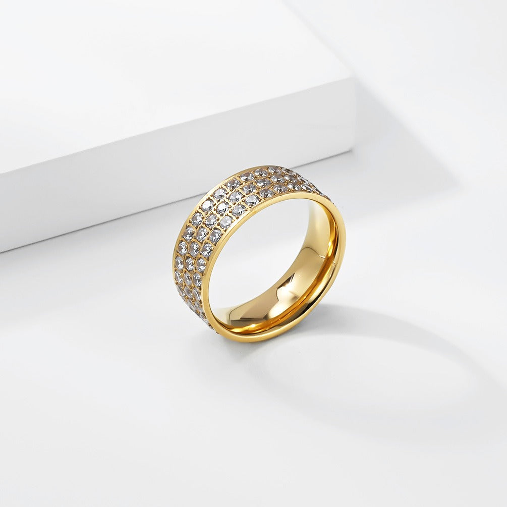 Kemstone Cubic Zirconia Pave Ring Stainless Steel for Men & Women K-R1128