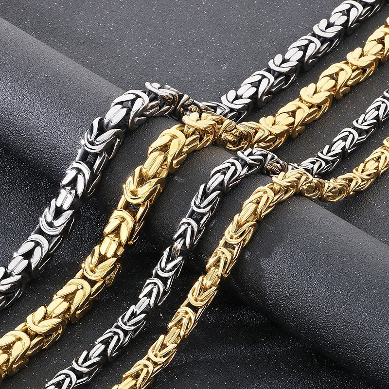 Kemstone Titanium Steel Peace Pattern Imperial Chain Necklace – Vintage Hui Geometry for Men KN86617-BD