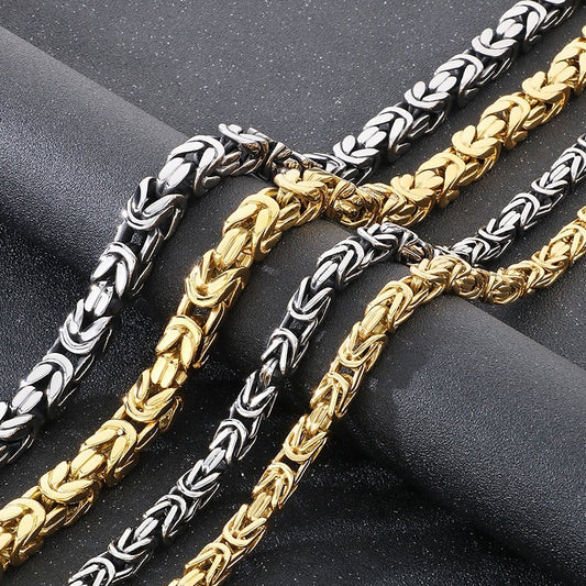 Kemstone Titanium Steel Peace Pattern Imperial Chain Necklace – Vintage Hui Geometry for Men KN86617-BD