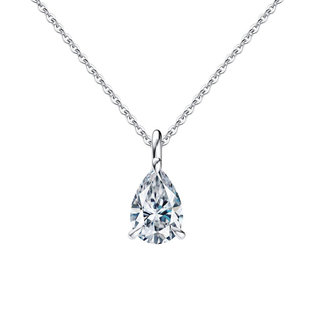 Kemstone 925 Sterling Silver Pear Pendant Necklace for Women Cubic Zirconia Gold Silver LZN04