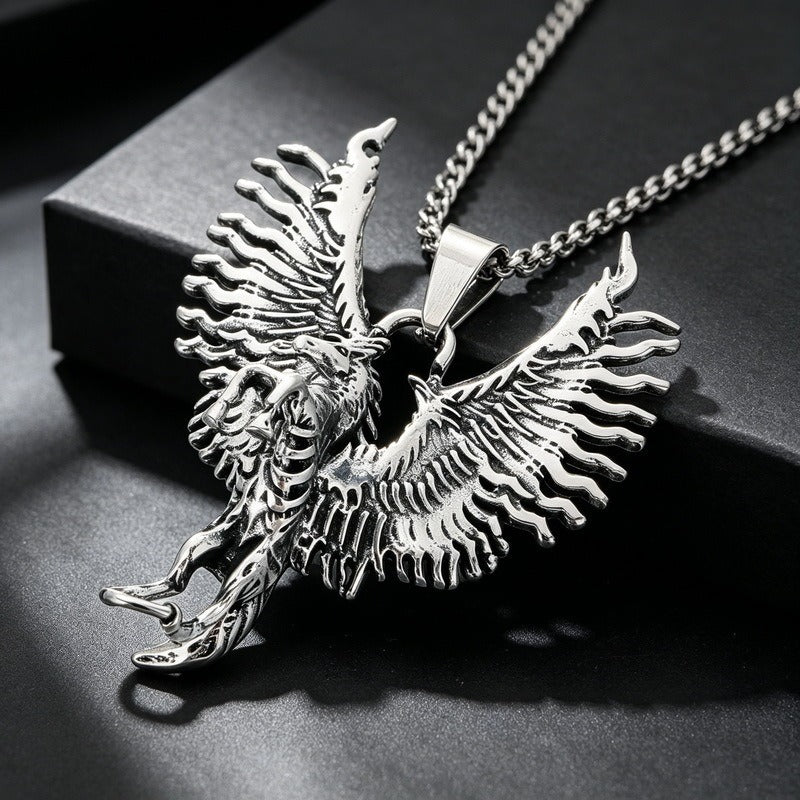 Kemston Stainless Steel Pegasus Horse Pendant Necklace for Men Wing Vintage Silver KP118626-LU
