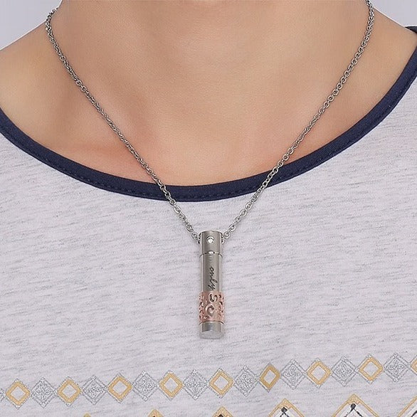 Kemstone Stainless Steel Storage Capsule Pendant Necklace for Men Women PN-533