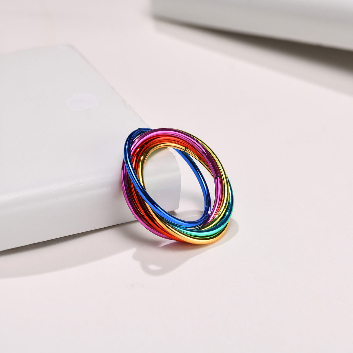 Kemstone Stainless Steel Six-Band Rainbow Ring for Men & Women R-599
