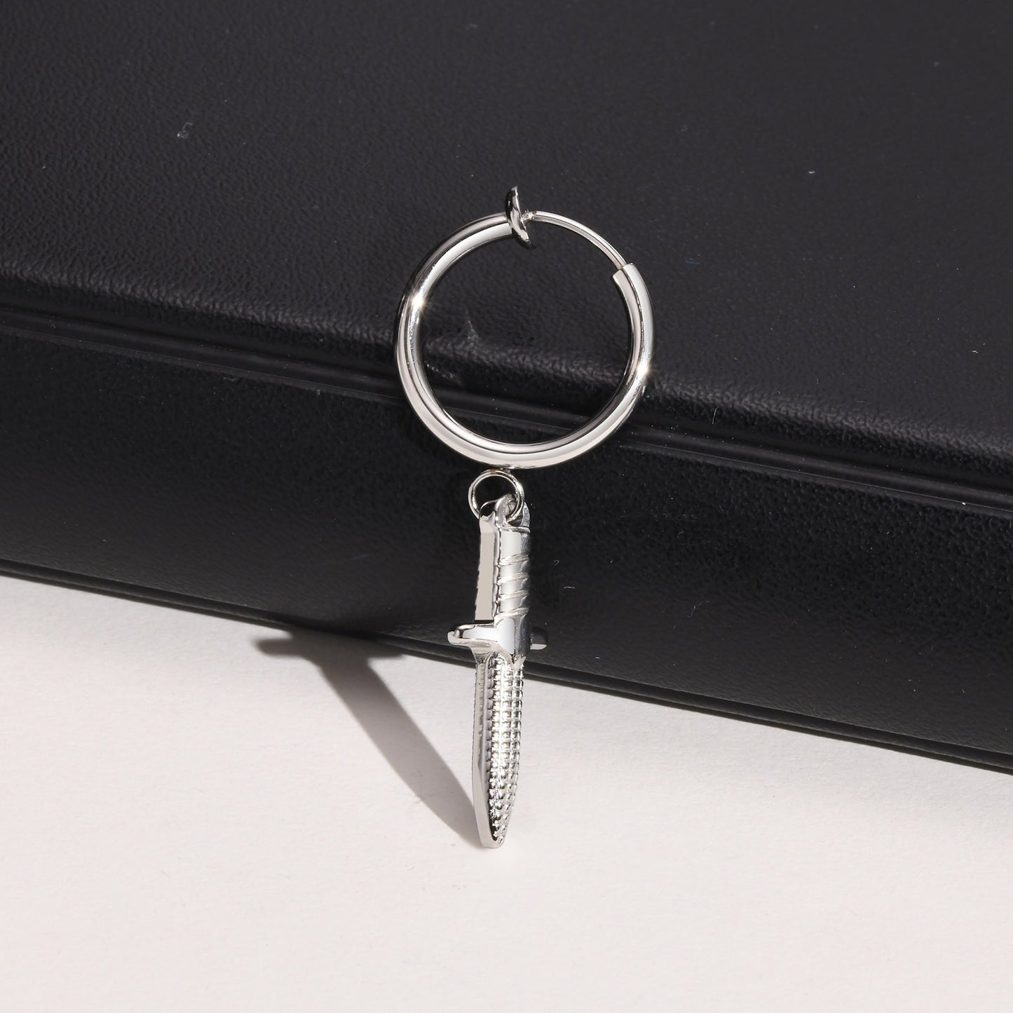 Kemstone Stainless Steel Dagger Hoop Earrings for Men ED-648