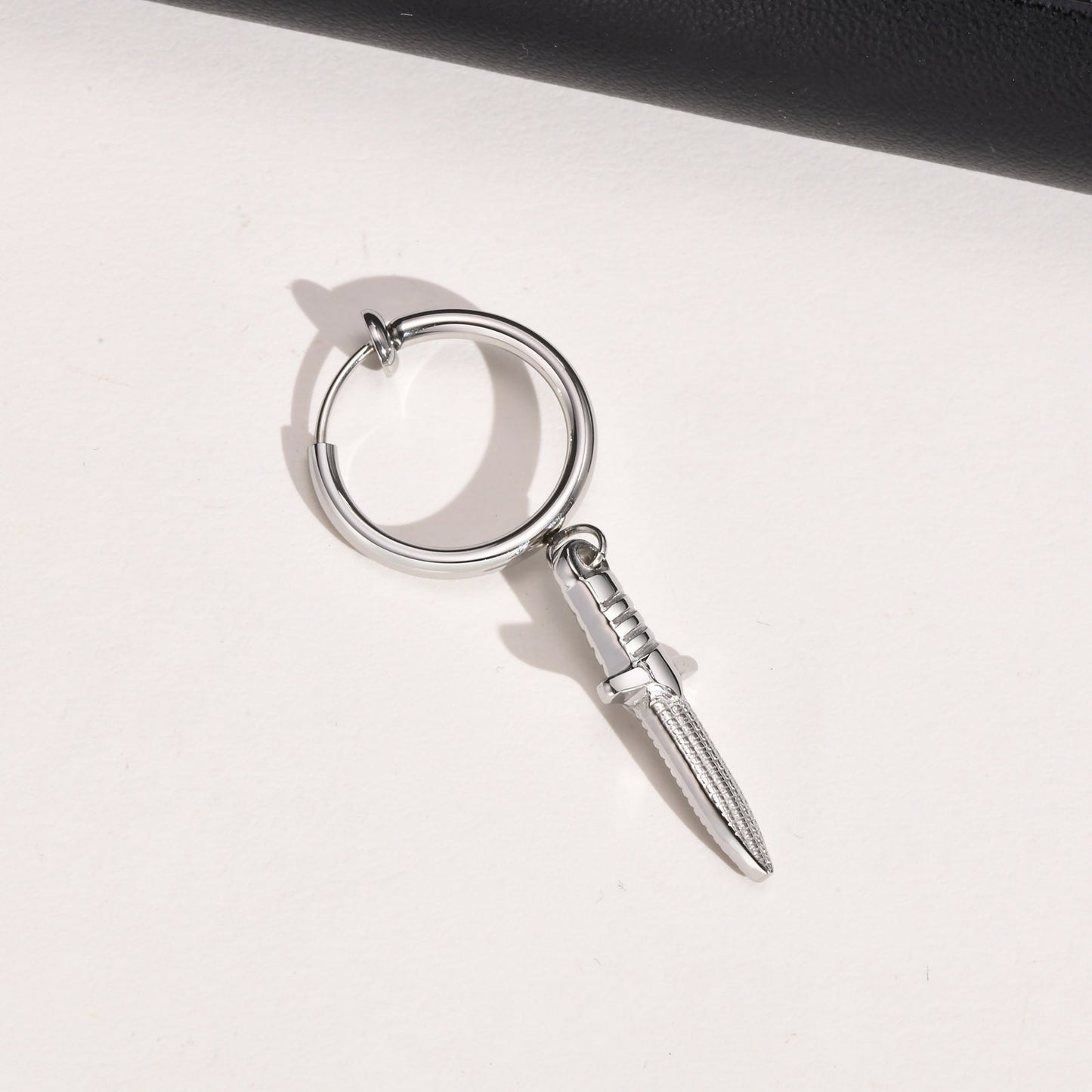 Kemstone Stainless Steel Dagger Hoop Earrings for Men ED-648