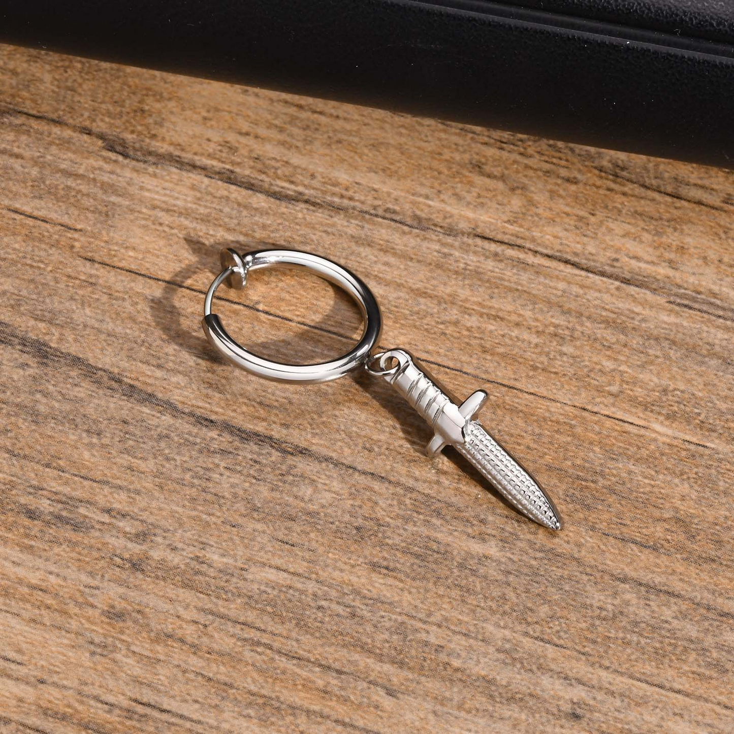 Kemstone Stainless Steel Dagger Hoop Earrings for Men ED-648