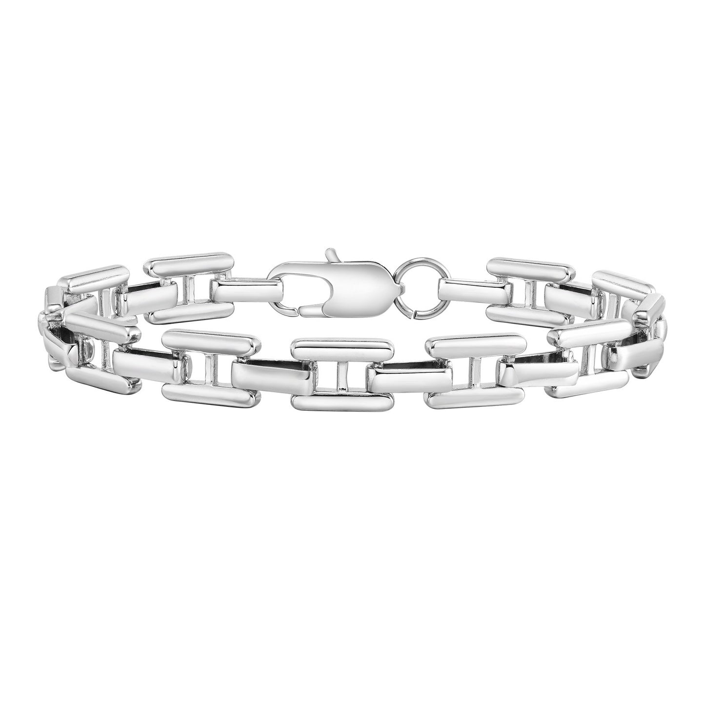 Kemston Stainless Steel H Link Bracelet for Men Silver Chain BR-1981