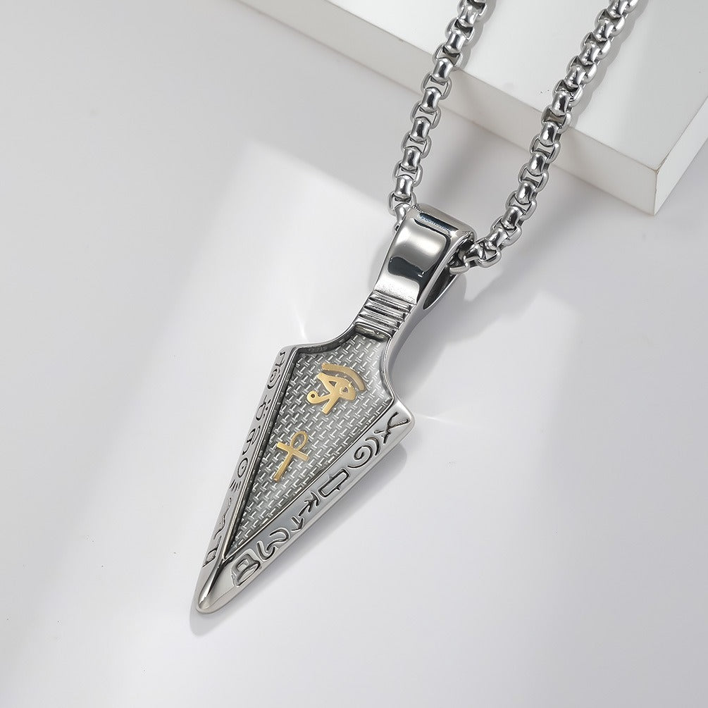 Kemstone Stainless Steel Spearhead Eye Symbol Pendant Necklace for Men K-PT413