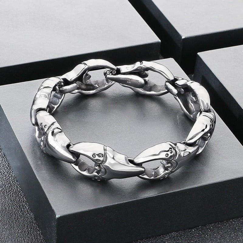 Kemstone Titanium Steel Crab Claw Bracelet for Men – Heavy Chain Punk Style KB205186-KJX