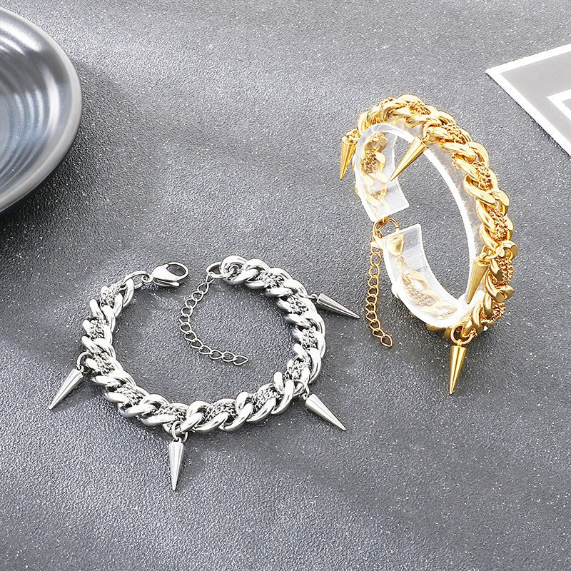 Kemstone Titanium Steel Cuban Link Bracelet for Men Spike Chain Punk Style KB211269-Z