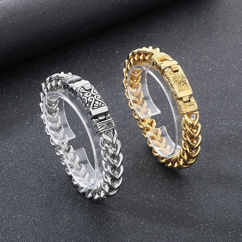 Kemstone Titanium Steel Dragon Bone Chain Bracelet for Men KB180725-KJX